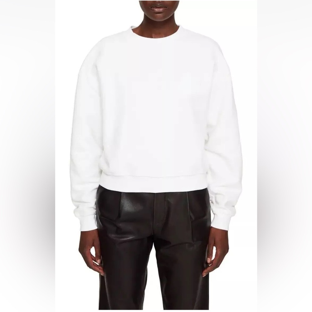 ANINE BING Ivory/White Reed Cropped Terry Sweatshirt XS NWT